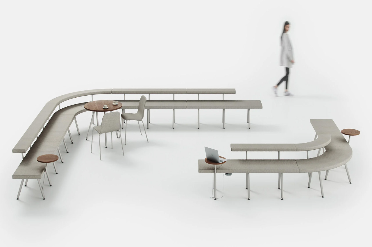#This modern and minimal snaking seating system is inspired by German highways