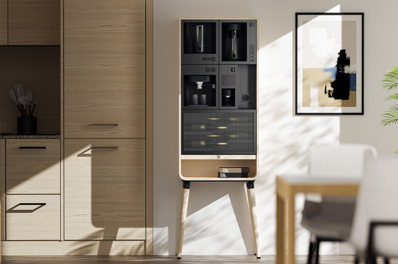 This premium hub concept by Electrolux is an essential for organizing kitchen appliances in modern homes