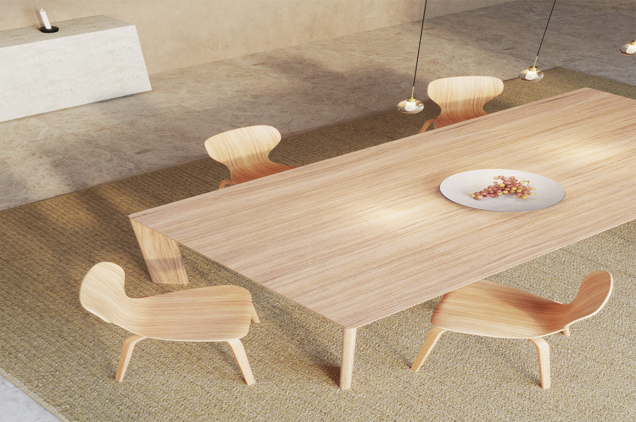 #This minimal oak table is inspired by Roman forums to help people connect over food and conversations