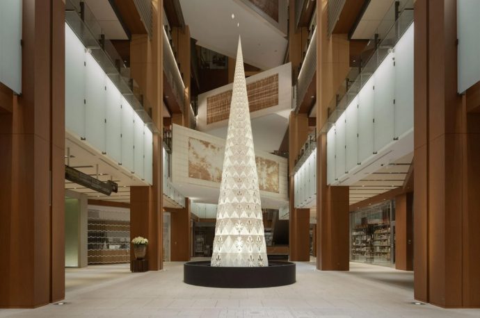 Nendo’s polyhedral Christmas tree with sparkling star-shaped cutouts will get you in the holiday mood