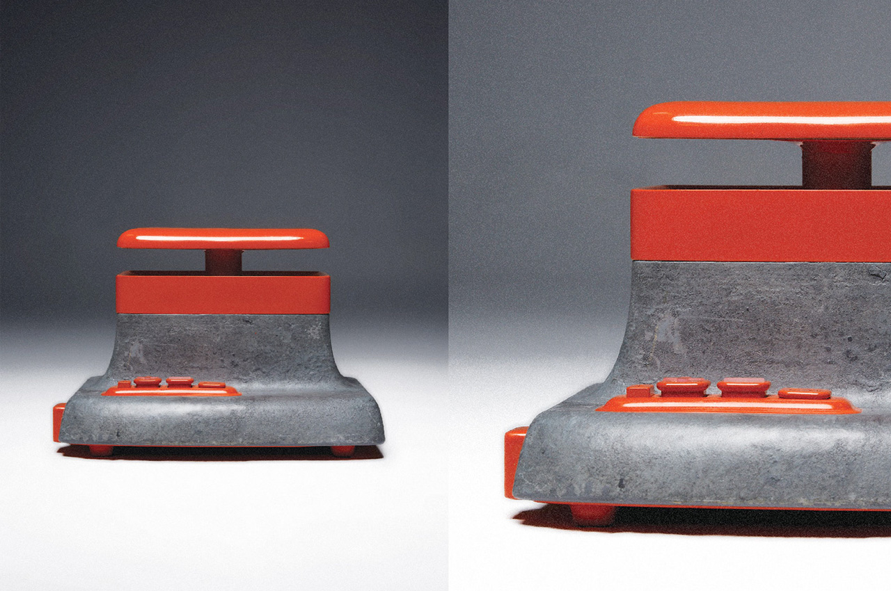An orange – concrete speaker is a refined output from the bare aesthetics