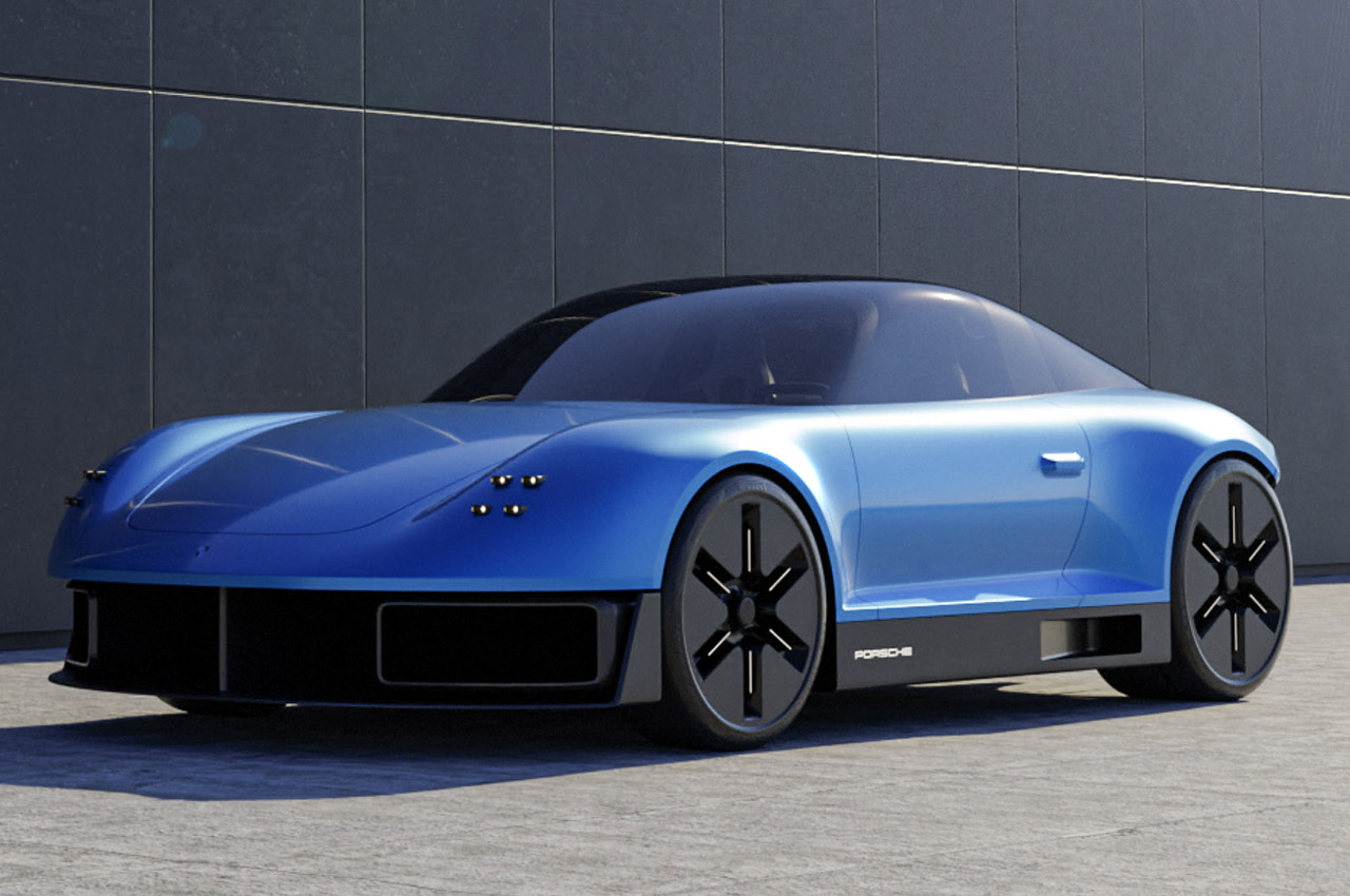 #Electric Porsche 911 concept looks pretty in panoramic glass windshield + headlights staring straight into the eye