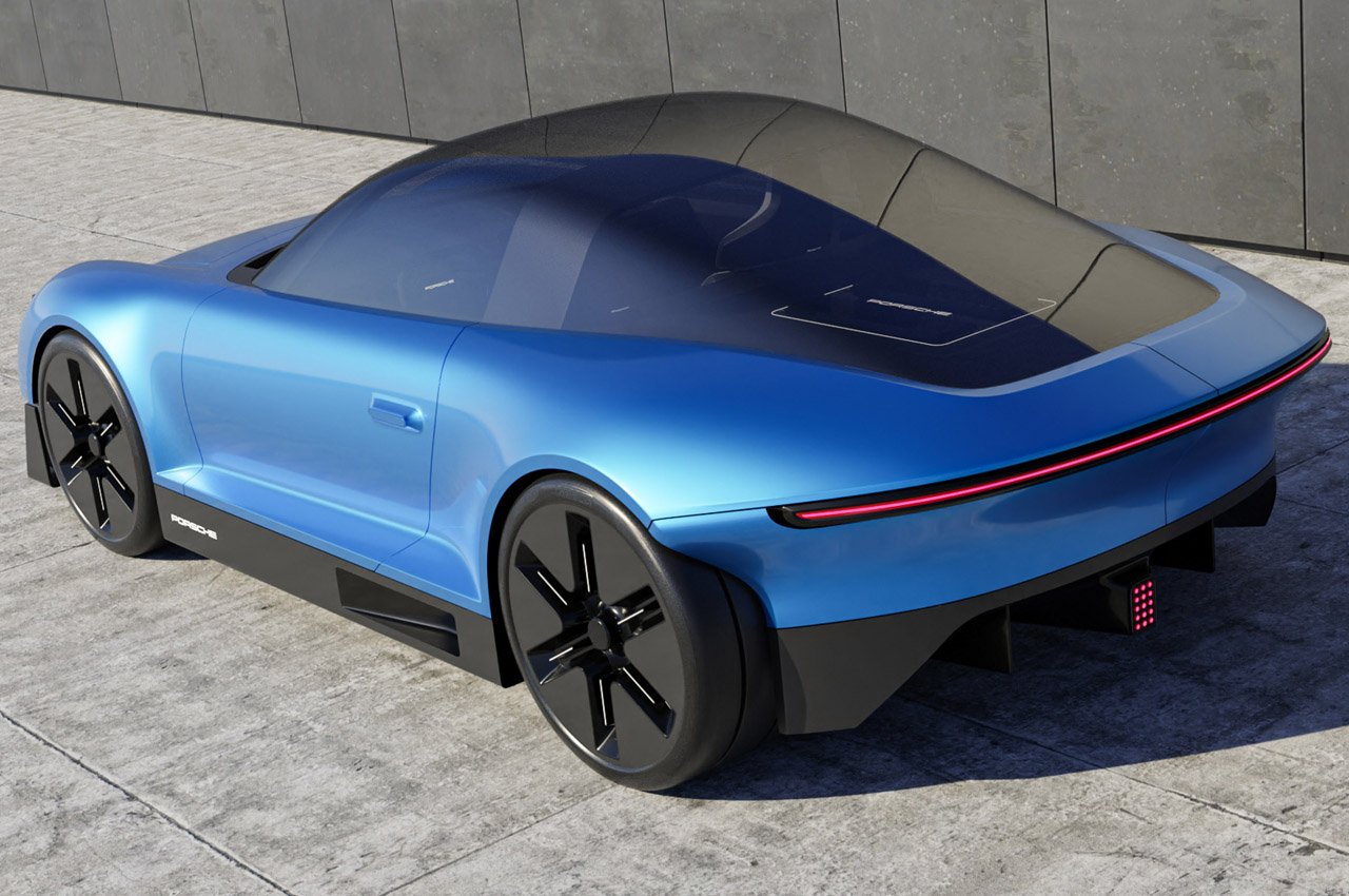 Electric Porsche 911 concept looks pretty in panoramic glass windshield +  headlights staring straight into the eye - Yanko Design