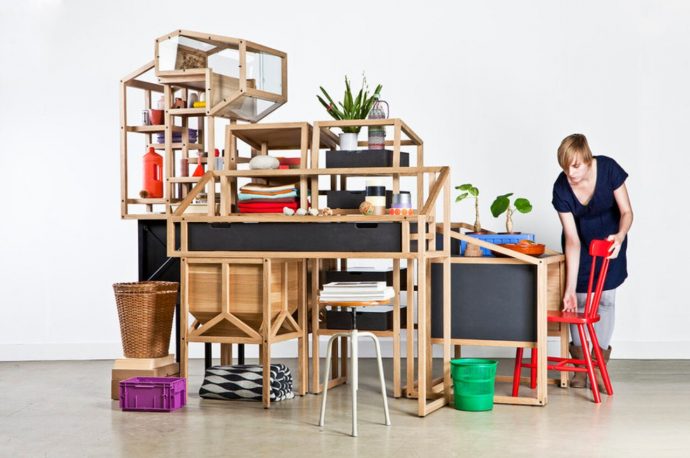 This furniture installation is inspired by industrial architecture