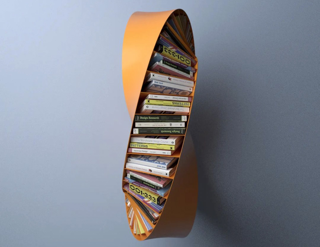 This twisting sculptural furniture design provides a new identity to conventional bookshelves