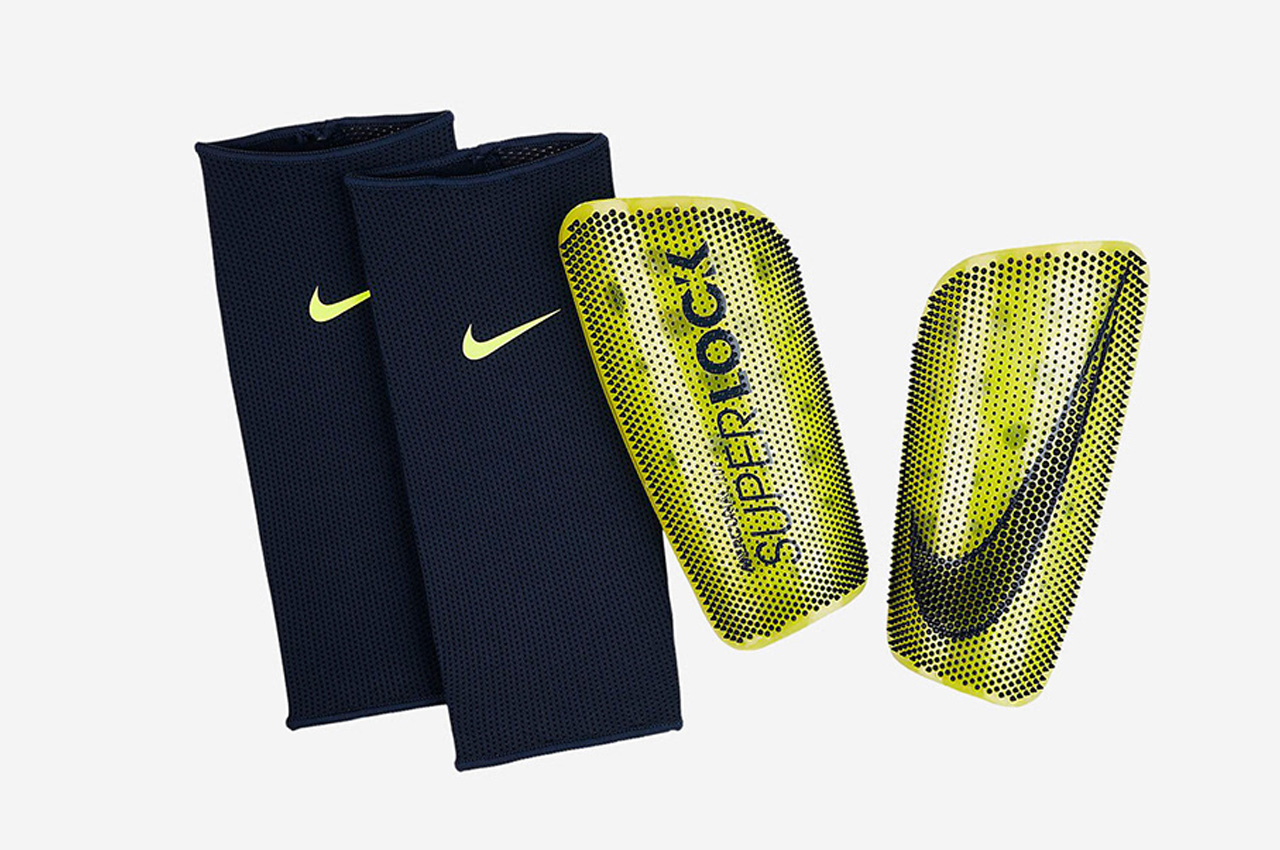 #Nike Mercurial Lite Superlock shin guards have special spikes overlaid to safely pierce sock fiber and lock in place