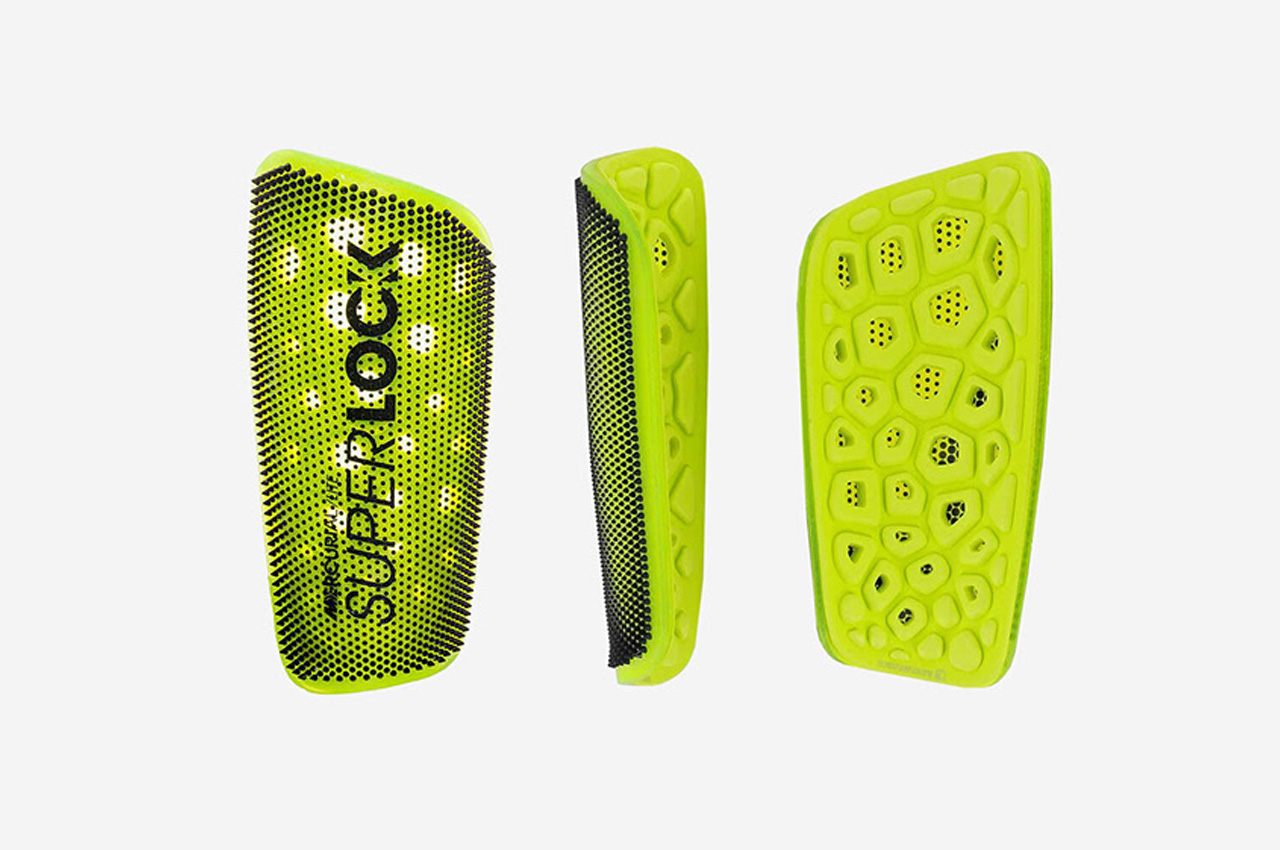 Nike Mercurial Lite Superlock shin guards have special spikes overlaid to safely pierce sock fiber and lock in place