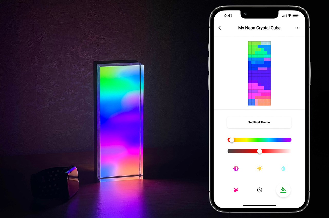 The perfect smart lamp for 2023: Moonside Neon Crystal Cube is a sleek, modular lamp with a vibrant character