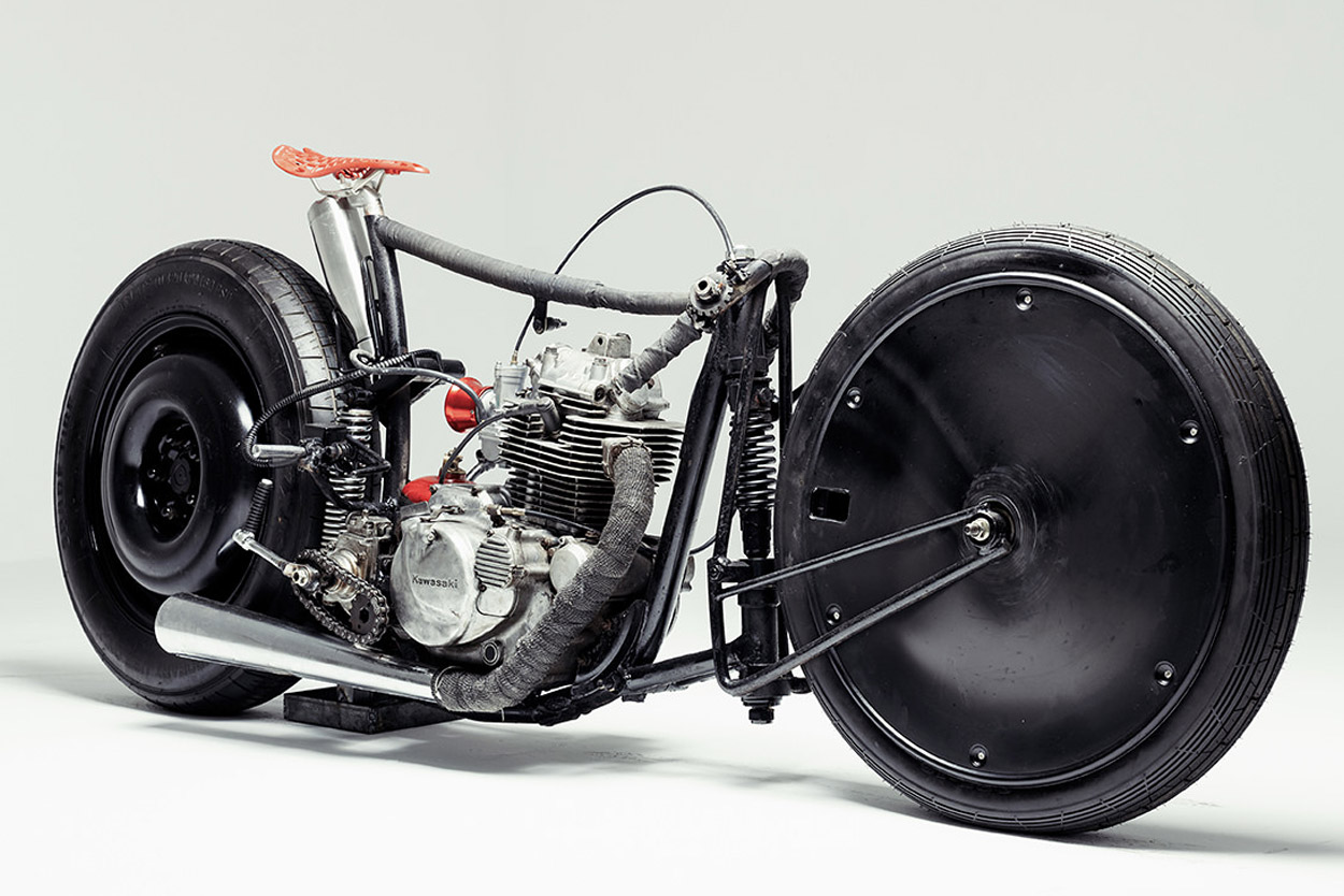 #This barebones motorcycle is a crazy mashup of bicycle, sprint racer and dirt bike