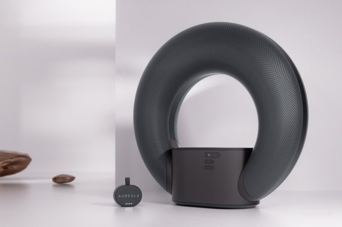 This beautiful wireless speaker comes in two parts for outdoor and indoor use