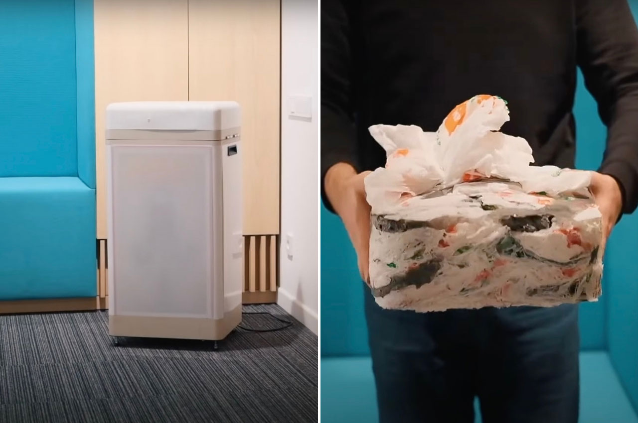 This ordinary looking gadget transforms plastic bags and soft plastics into  bricks - Yanko Design