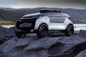Futuristic crossover SUV explores a new design aesthetic with a staggered cockpit and headlights