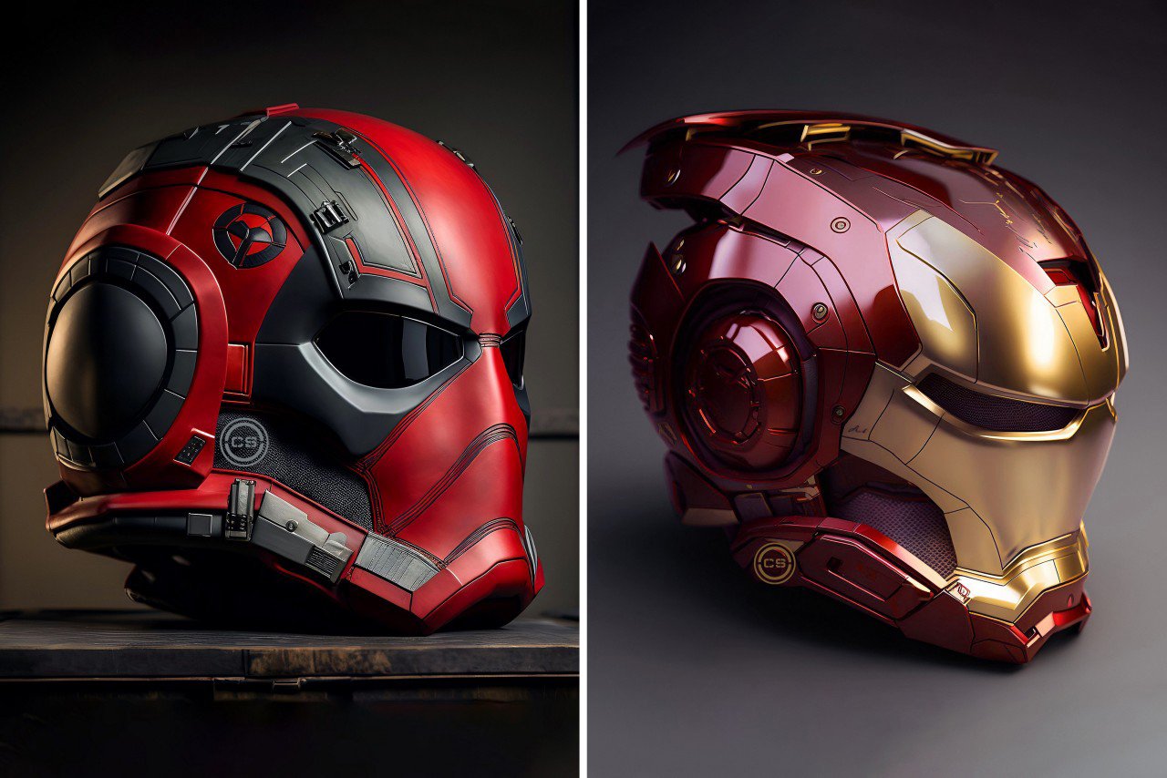 #Safety never looked sexier with these AI-generated superhero motorbike helmets