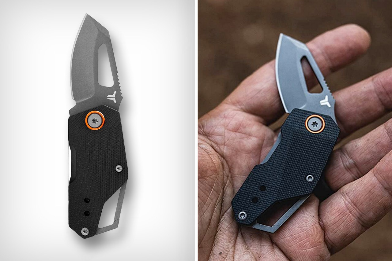 #This tiny pocket knife’s titanium-coated blade and flipper design makes it the ideal keychain EDC