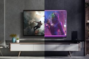 Enchanting TV concept transforms from regular TV to gaming by pushing the screen forward