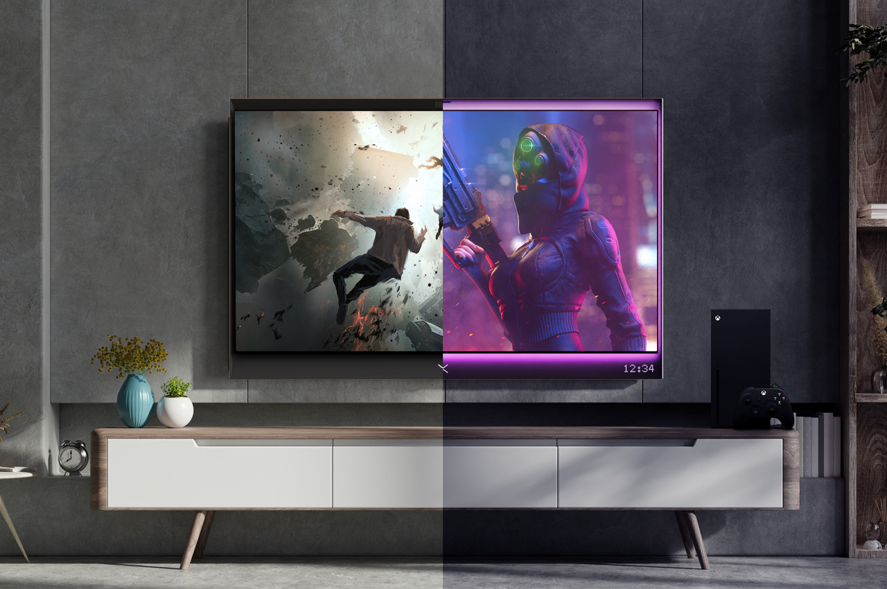 #Enchanting TV concept transforms from regular TV to gaming by pushing the screen forward
