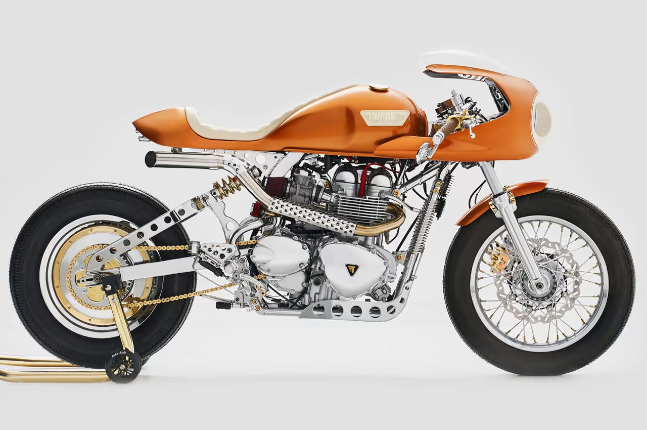 #God-like café racer build on Triumph body frame has inviting eyes you can’t ignore