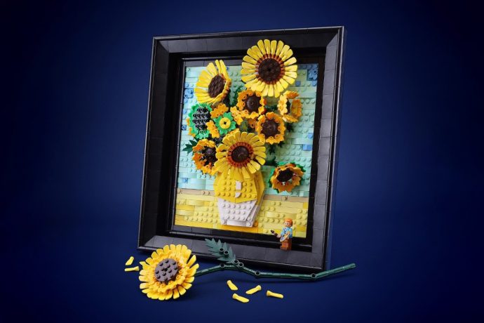 Sneak Peek at the LEGO Van Gogh Sunflowers build shows a wonderful 3D brick-version of the painting