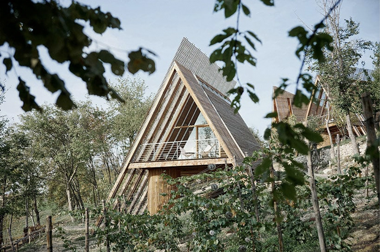 #These A-frame eco-hotel cabins are tucked away in the vineyards of Italy