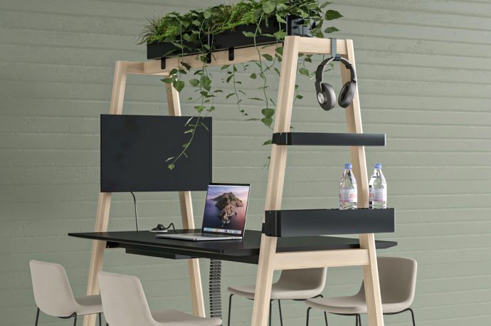 This multipurpose + customizable table is the self-sufficient meeting island that modern offices need post-pandemic