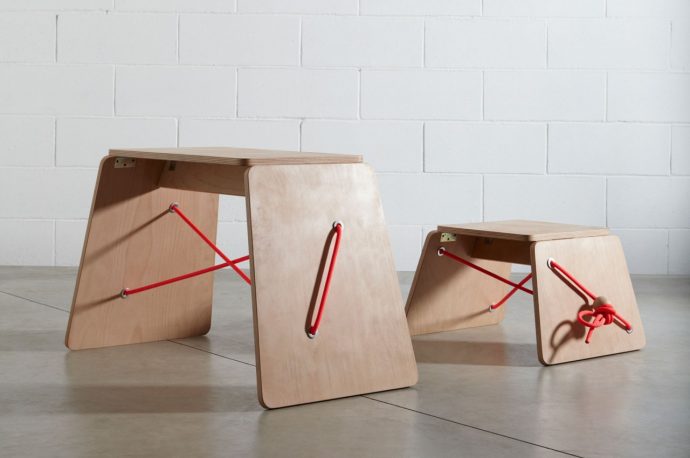 Foldable stool and desk concept is a low-cost solution to school furniture problems