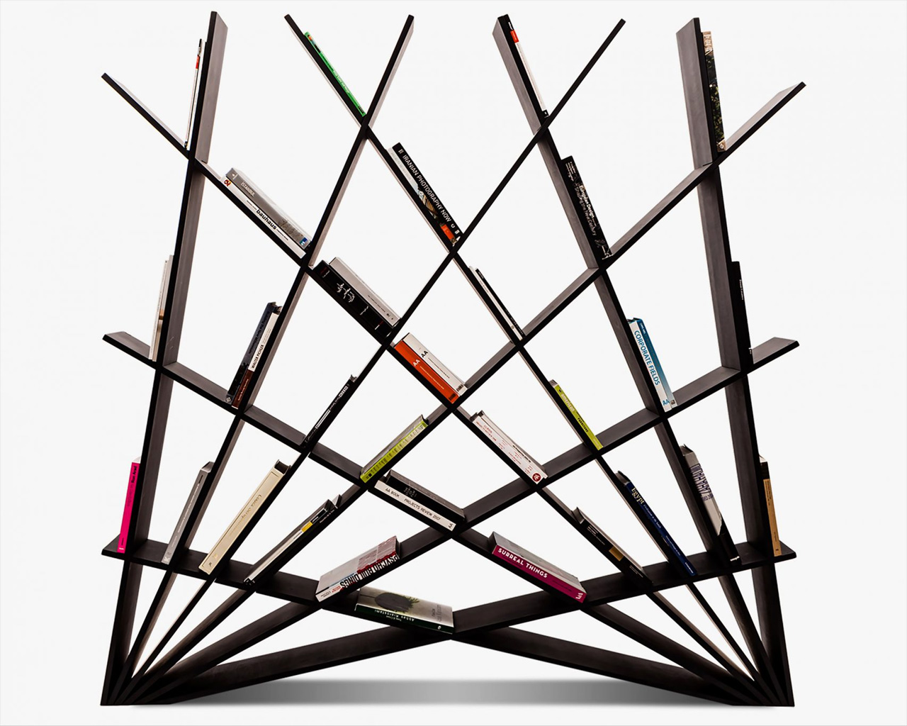 This geometrically fascinating bookshelf is the ultimate storage space for your prized books
