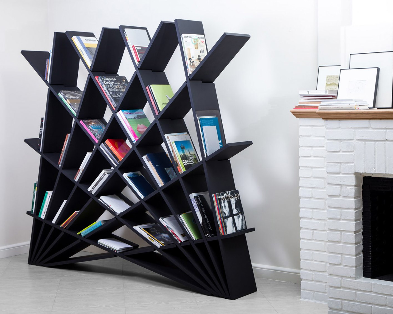 This geometrically fascinating bookshelf is the ultimate storage space for your prized books