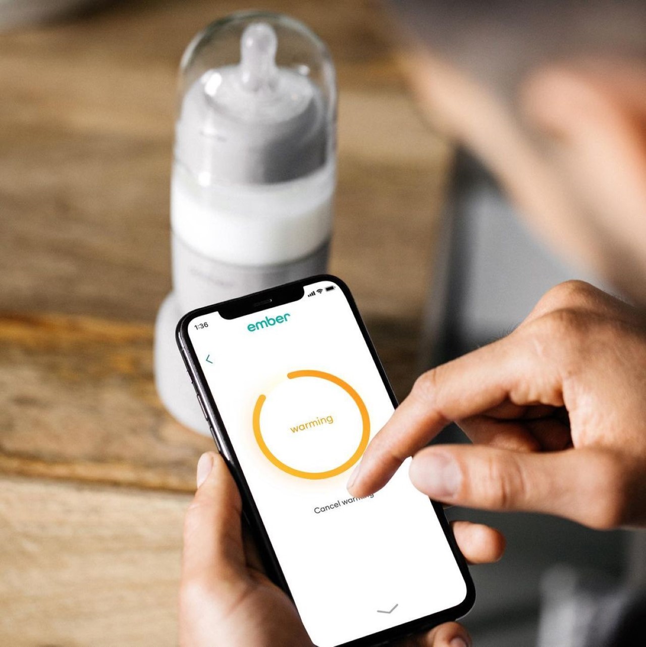 Ember’s new self-warming baby bottle keeps milk or formula at a consistent temperature of 98.6°F