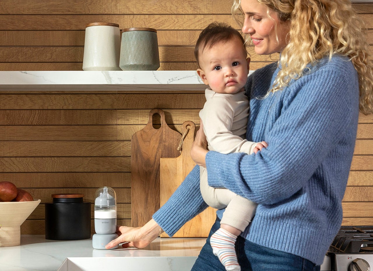 Ember’s new self-warming baby bottle keeps milk or formula at a consistent temperature of 98.6°F