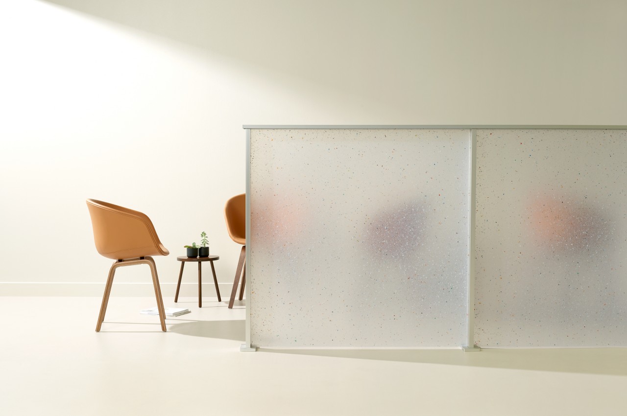 #Flek Pure is a translucent terrazzo-like panel made from 100% recycled materials