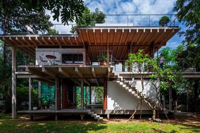 This concrete floating home in Ho Chi Minh City is designed to mitigate the effects of flooding
