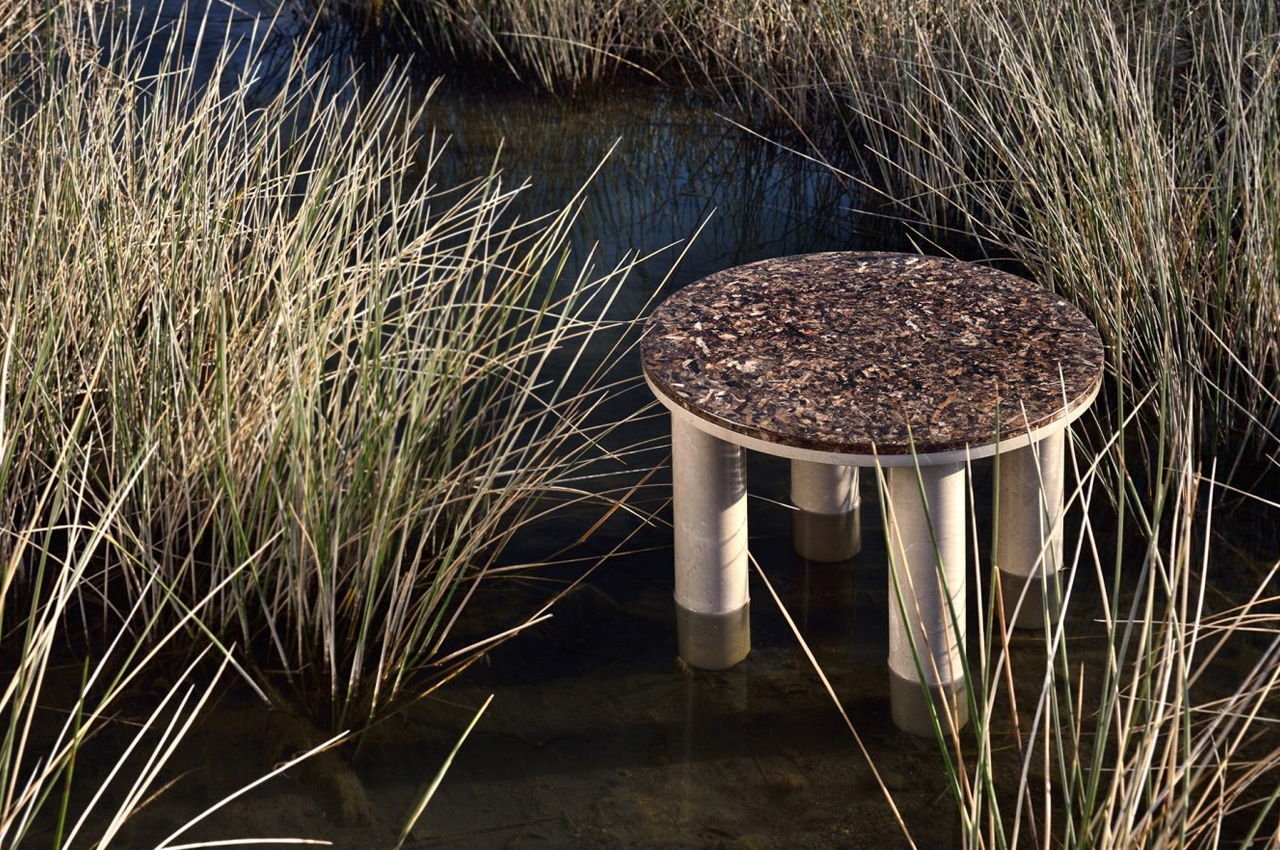 This collection of sustainable tables was built from a sea plant and named after mythological Greek sea nymphs