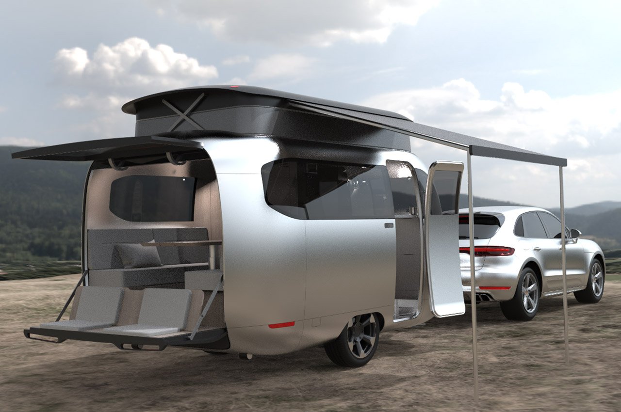 #Porsche designs Airstream travel trailer that’s more aerodynamic, has lower suspension and a pop-up roof