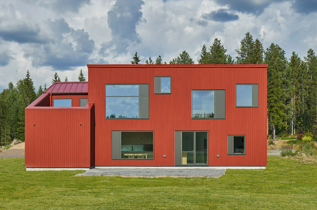 #This red-painted house in Sweden was built by adhering to strict planning site regulations