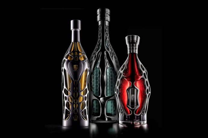 Rolls-Royce, Lamborghini, and Porsche-inspired wine bottles come with a stunning metal ‘chassis’