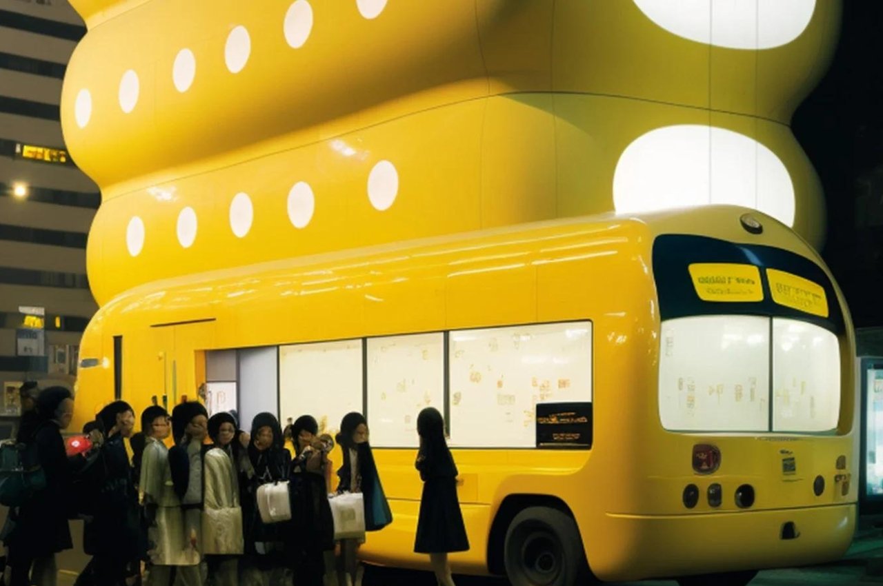 #This futuristic school bus designed with the help of AI uses inflatable pieces to add some fun to bus journeys