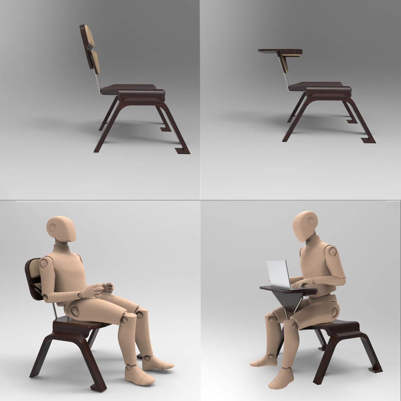 Stackable chair concept transforms into a desk for space-saving efficiency