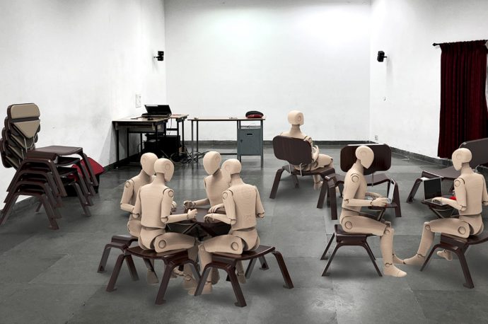 Stackable chair concept transforms into a desk for space-saving efficiency