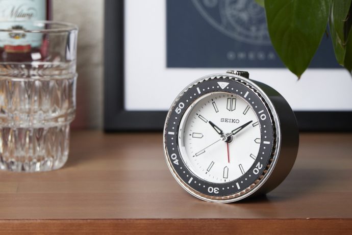 The Seiko Mai tabletop Alarm Clock looks like adorably enlarged versions of their iconic Dive Watch