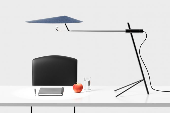 A peaceful desk lamp concept evokes a feeling of Zen with its form and soft light