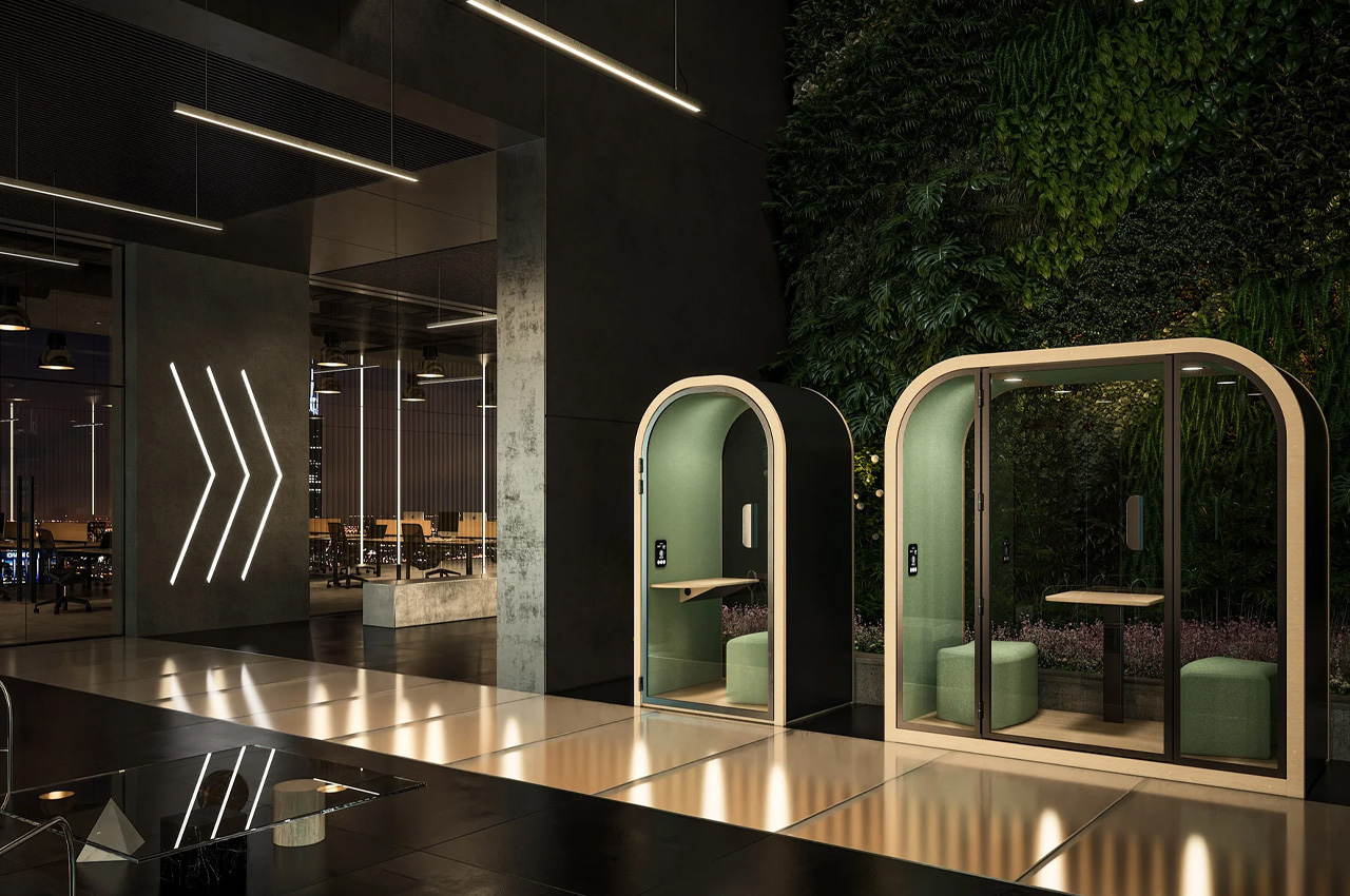 Sleek + good looking acoustic pods are the future work booths of modern offices