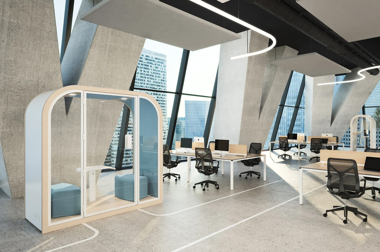 Sleek + good looking acoustic pods are the future work booths of modern offices