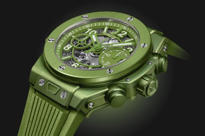 Hublot create an exquisite green Big Bang watch fueled by recycling Nespresso capsules with eco-conscious approach