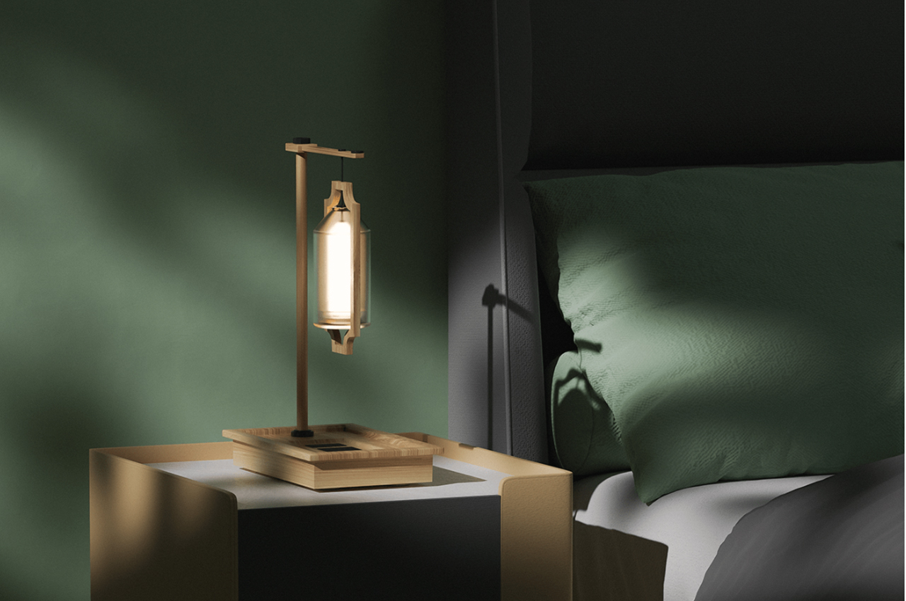 #This wooden lamp adds a touch of retro minimalism to illuminate any modern space