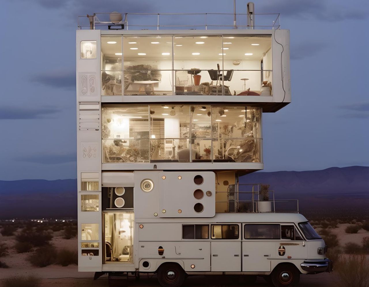 Multi-decker caravans set in retro-futuristic world are epitome of luxury on wheels