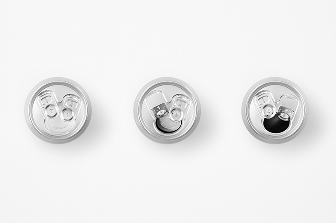 Nendo designs unique beer can with two angled pull tabs to create the perfect liquid-to-foam ratio