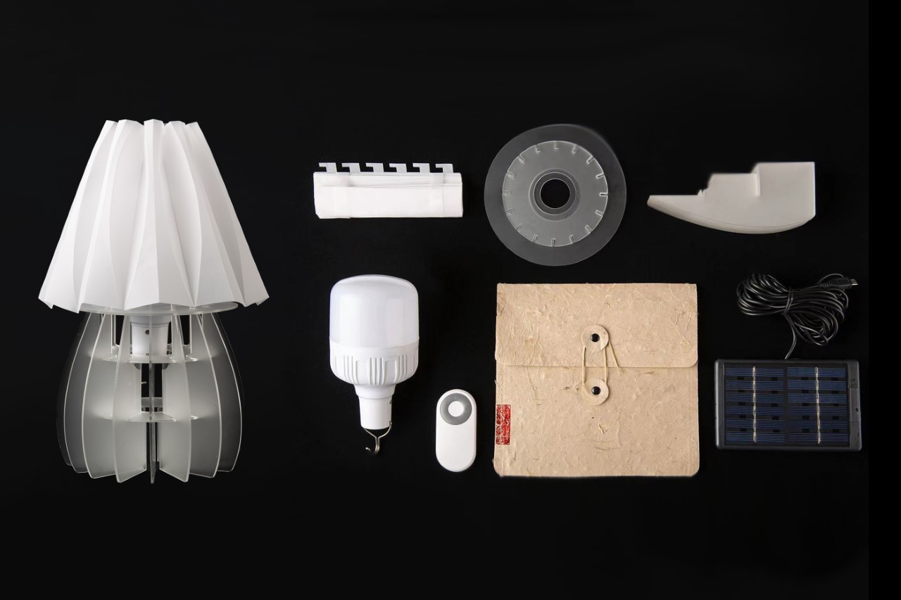 This compact, flat-packed table lamp can fit inside a single envelope