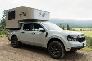 This modular camper rig fits any mid-sized truck bed for year-round escapades