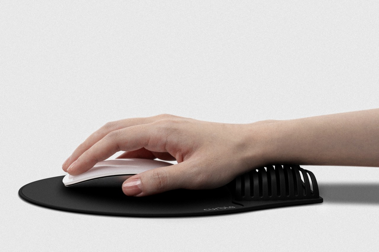 This mouse pad with wrist support adds durability and hygiene by removing parts