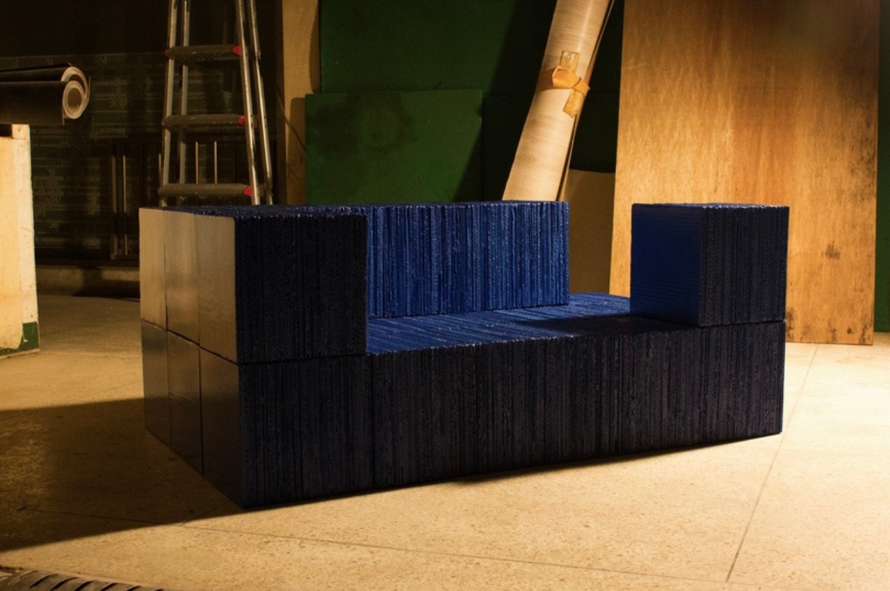 A humble cardboard box is reinvented into a functional modular furniture